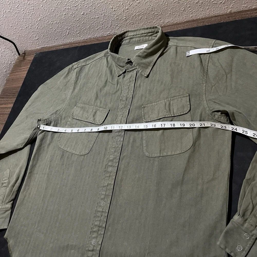 AYR The Alpha long sleeve medium weight snap front woven stripe shirt mens HBT